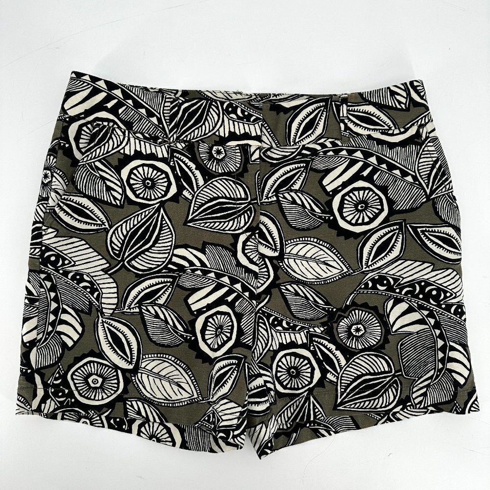 LOFT Green Tropical Leaf Linen Pocket Coastal Vacation 10 Chino Shorts NEW